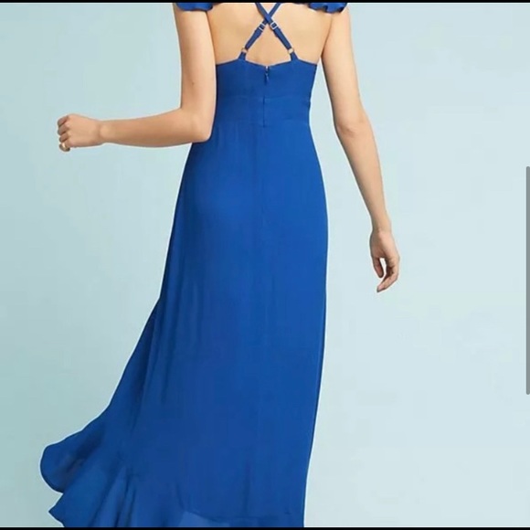 Anthropologie Maxi Ruffle Dress by Larke Belle in deep blue - Picture 4 of 7